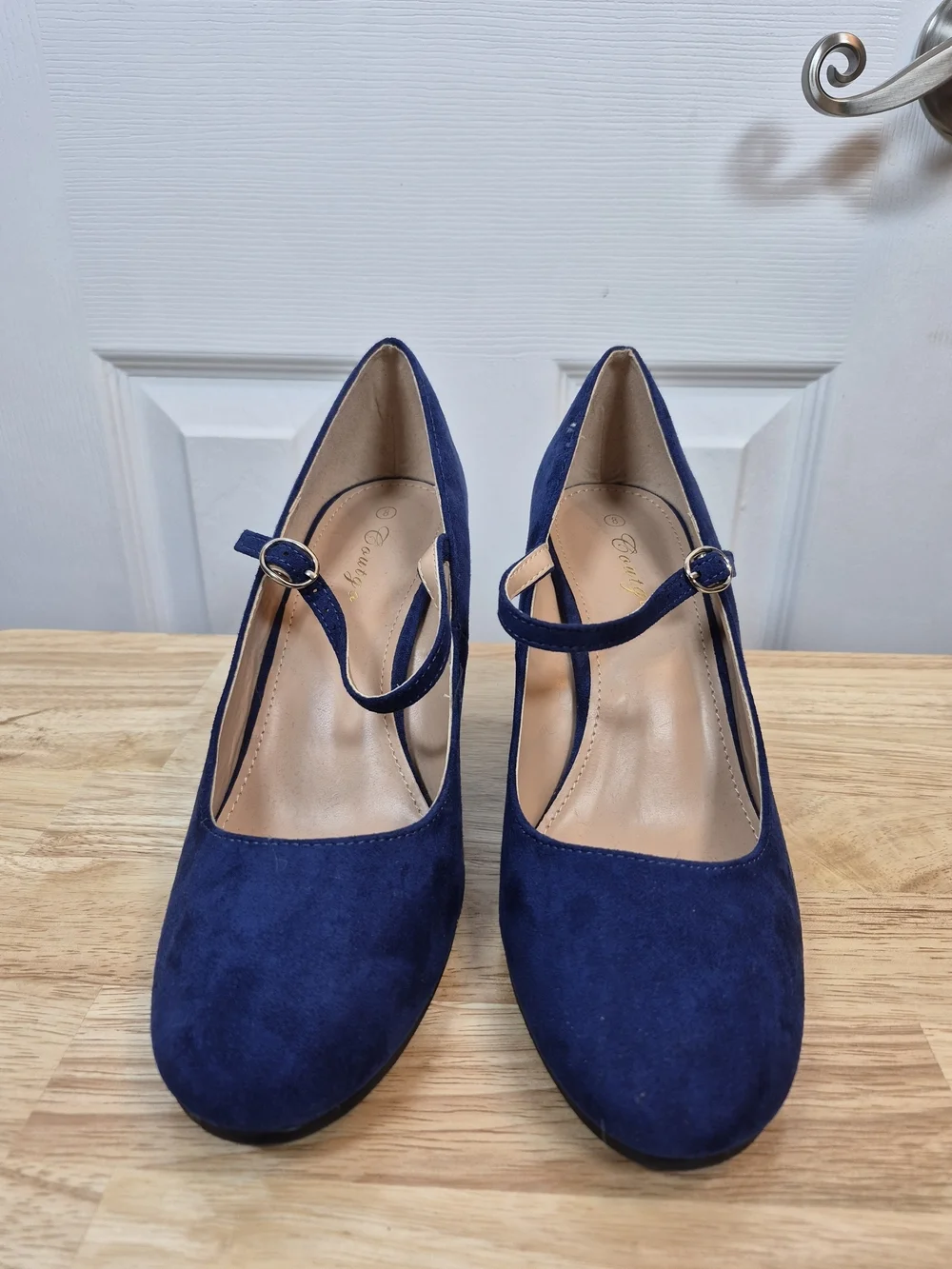Coutgo Royal Blue Faux Suede Mary Jane Wedge Pumps Coquette Indie Sleaze Size 8